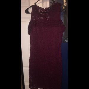 A 2 shoulder burgundy dress