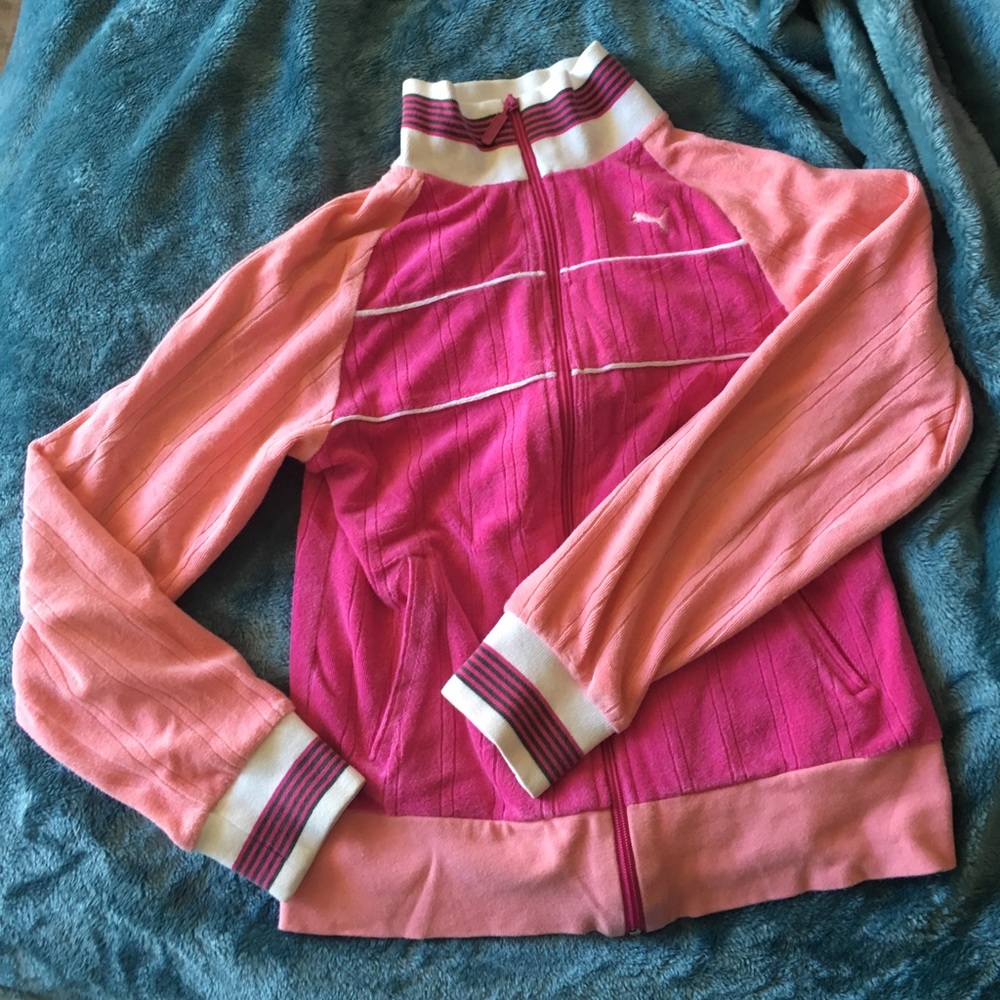Pink Puma zipper sweatshirt