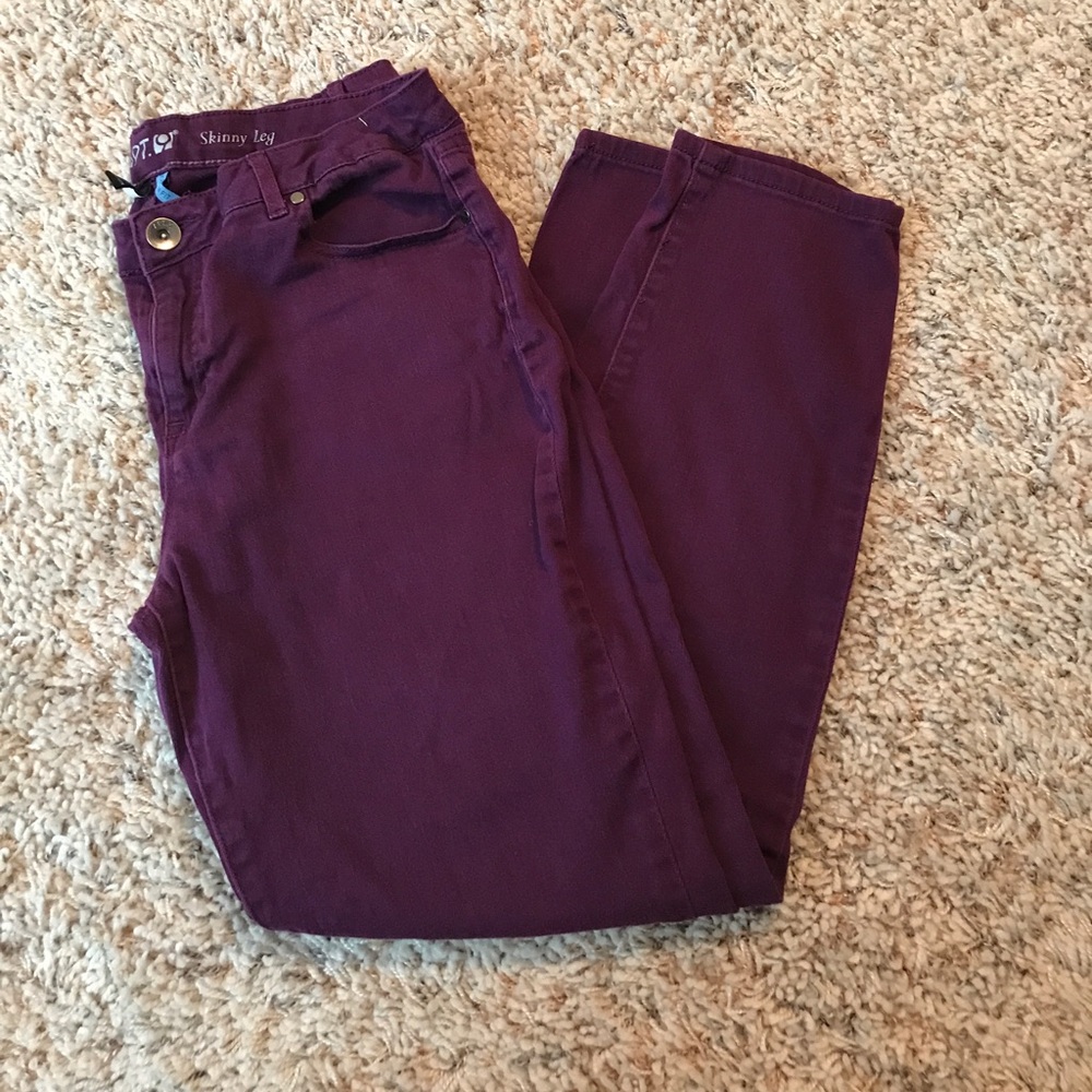 Plum skinny legged jeans