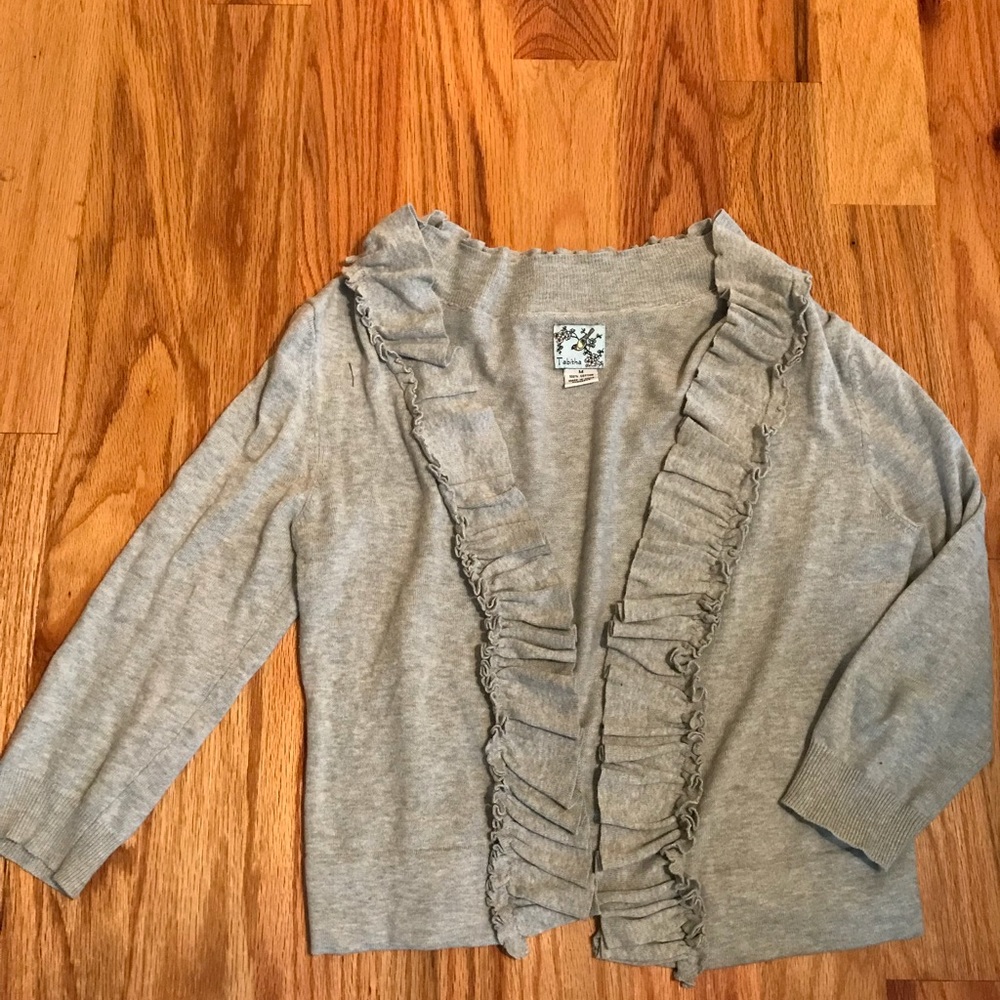 ANTHROPOLOGIE Tabitha grey ruffle cardigan