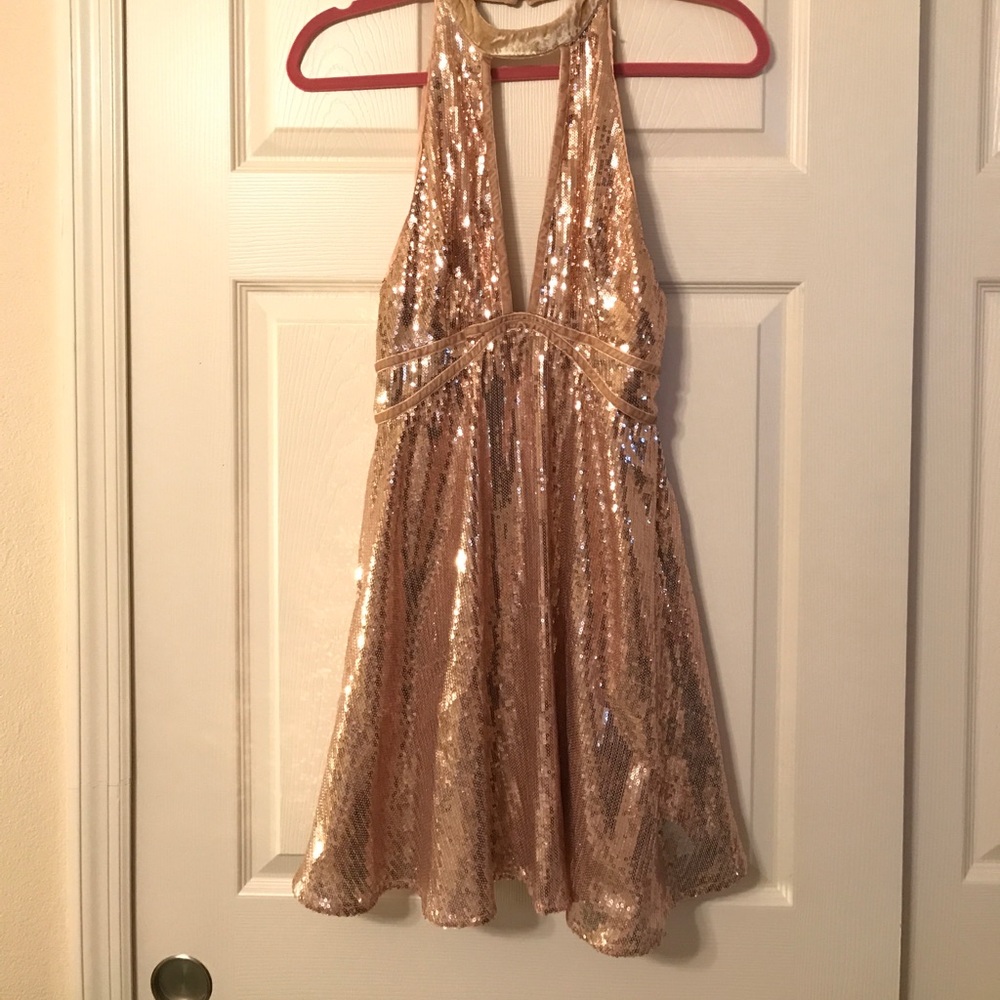 Free people rose gold sequin dress