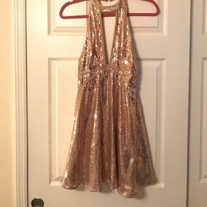 Free people rose gold sequin dress