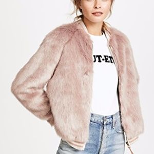 MOTHER THE LETTERMAN FAUX FUR BOMBER