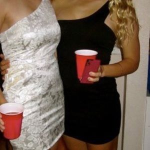 LuLus Black One Shoulder Dress