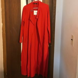 Red misguided trench coat
