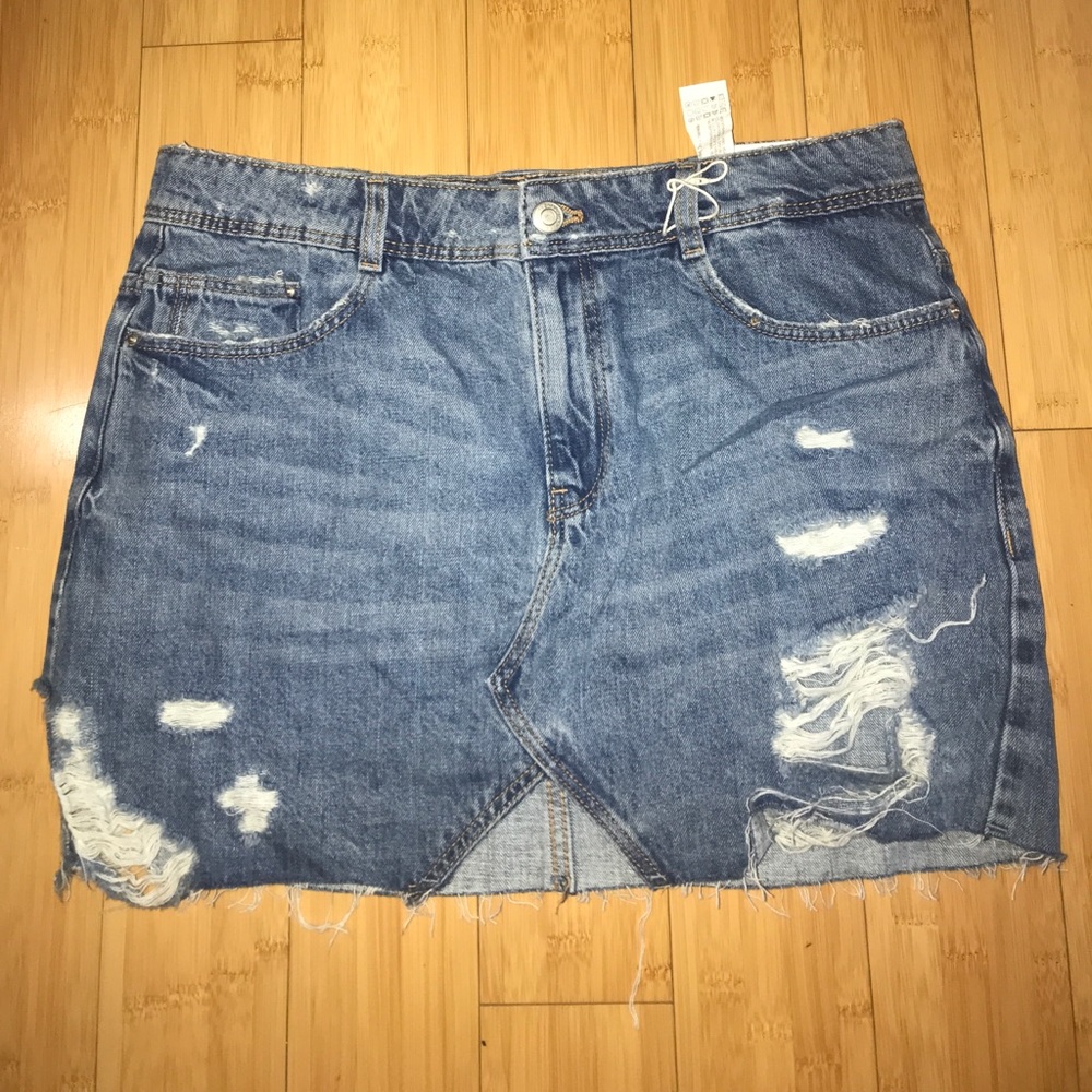Zara Distressed Denim Skirt