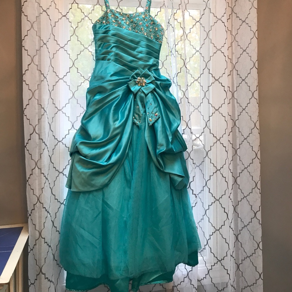 Turquoise Tiffany Design pageant dress