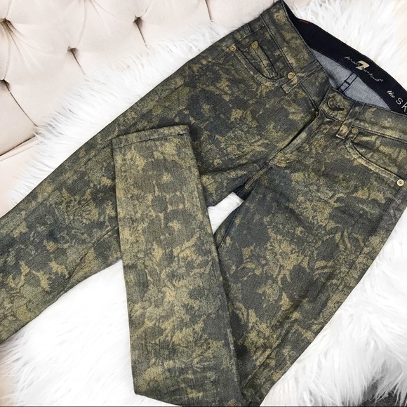 7 for all mankind metallic floral skinny jeans - Picture 5 of 6