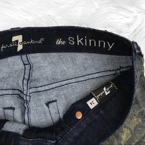 7 for all mankind metallic floral skinny jeans - Picture 6 of 6