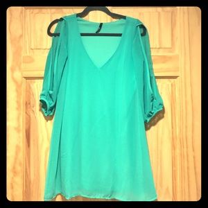 Teal LuLu’s Open Shoulder Dress