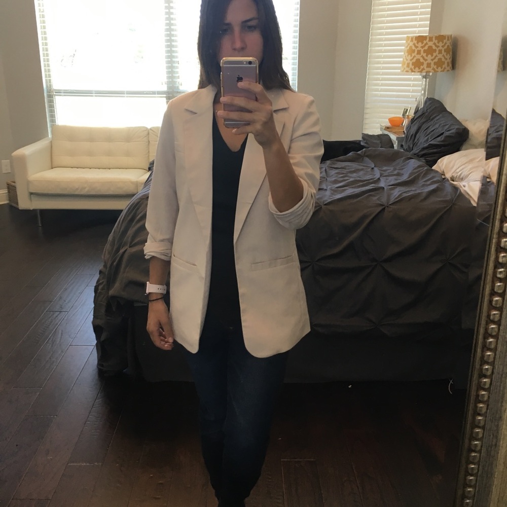 Blush long in length elbow length sleeves blazer