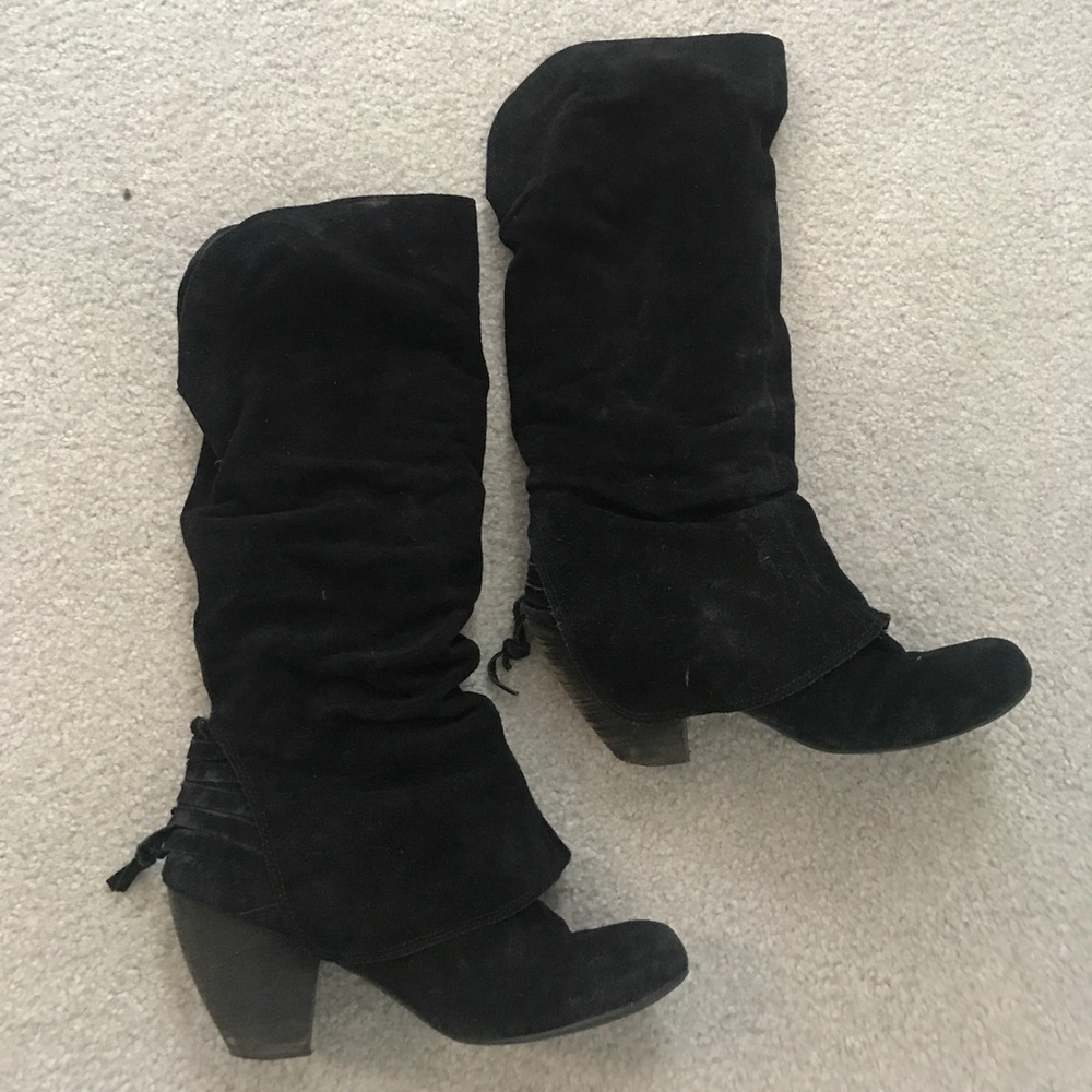 Naughty Monkey black suede slouchy boots
