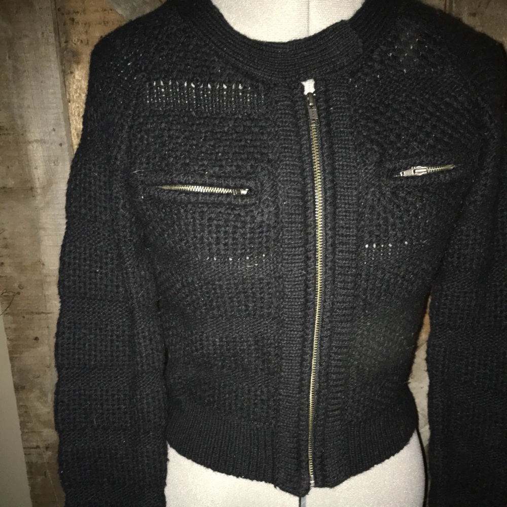 Knit zip up moto style sweater
