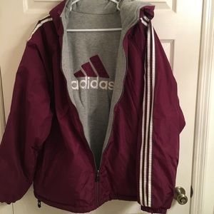 burgundy adidas windbreaker