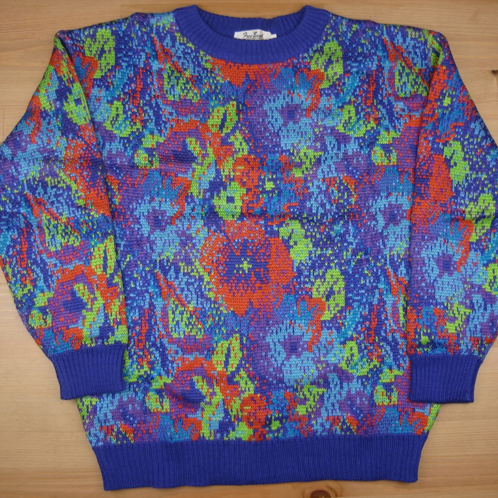 Free Essel Medium RETRO Splatter Abstract Sweater