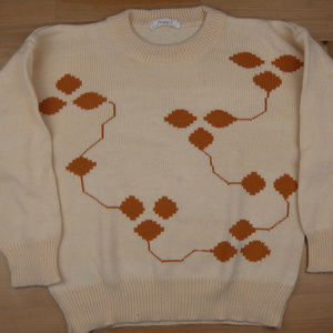 Jeorge J Medium Cream Orange Abstract Leaf Sweater