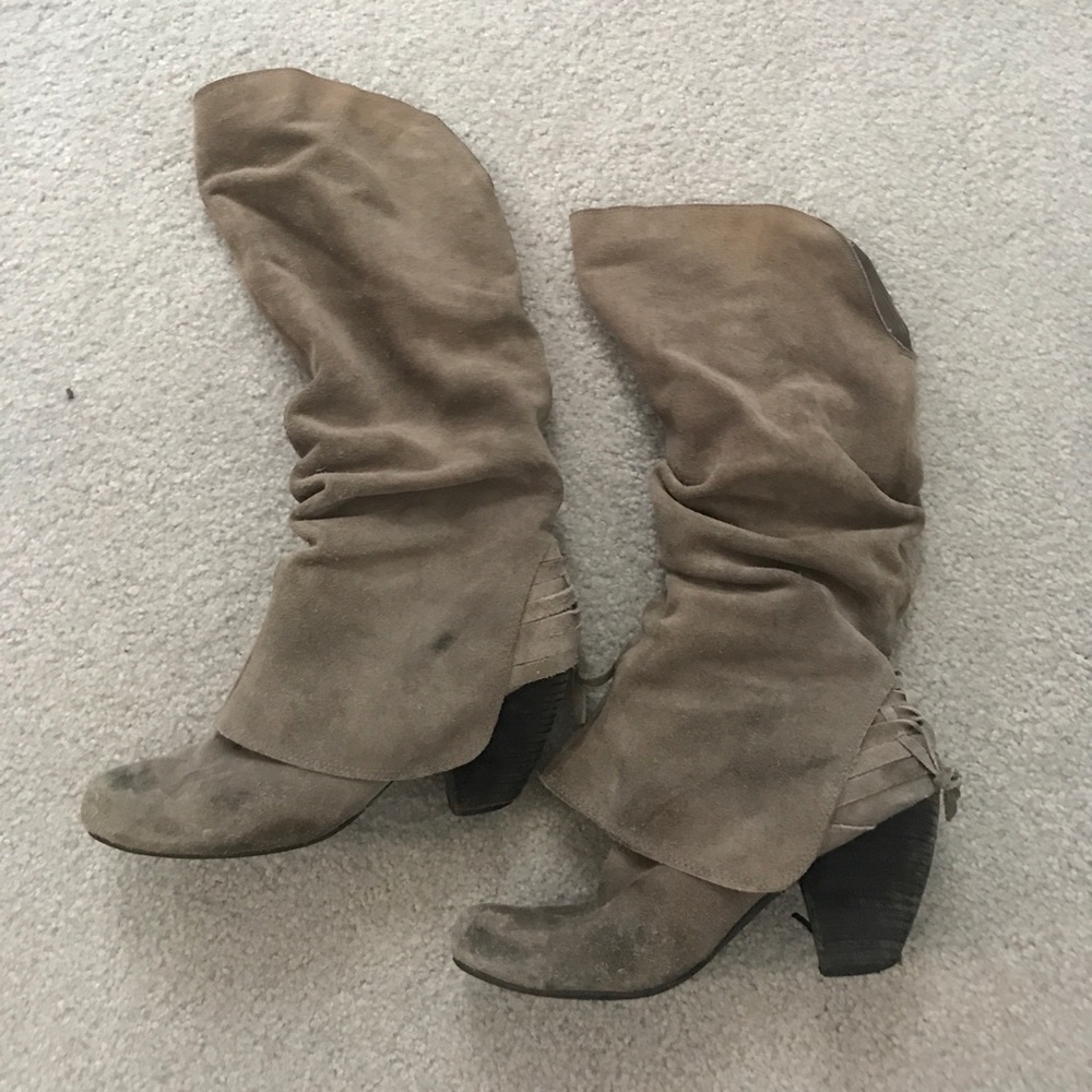Taupe suede naughty monkey slouchy boots