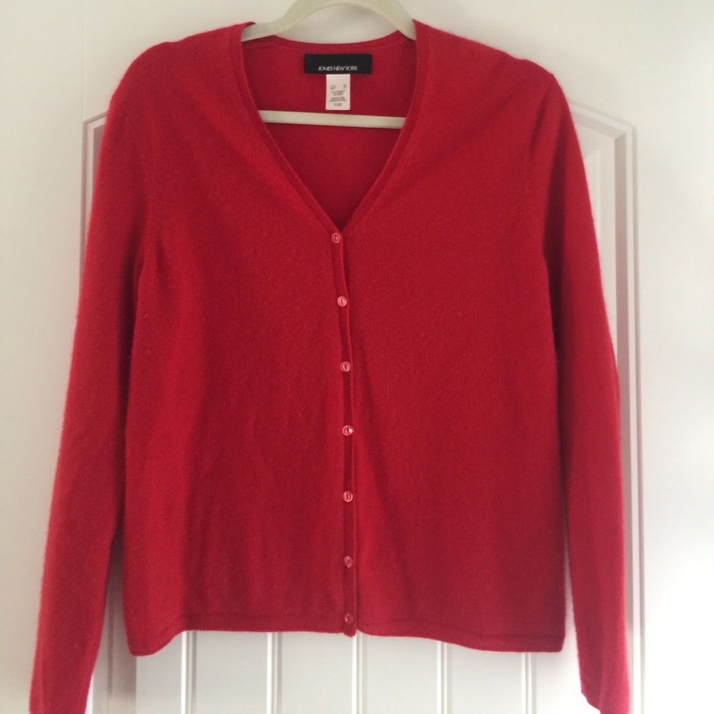 Cashmere holiday red cardigan