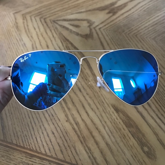 metallic blue aviator sunglasses