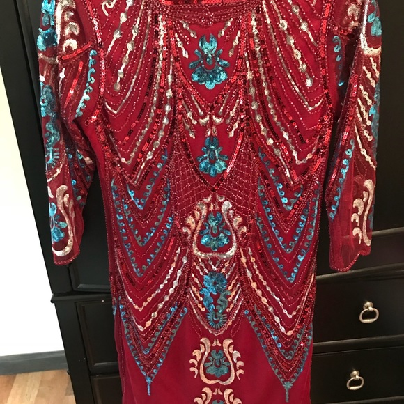 Sequin red party dress - Picture 3 of 3