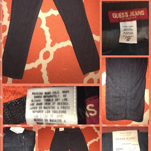 NWT GUESS® CROPPED CAPRI DARK BLUE WASH 24 - Picture 2 of 3