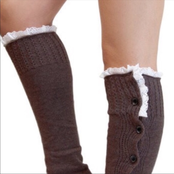 LEG WARMERS Chocolate Buttoned - Picture 4 of 5