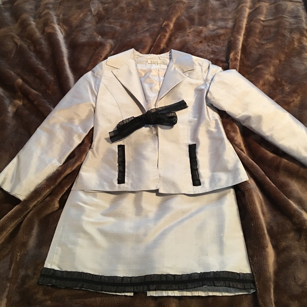 Girls silk shantung two piece skirt suit