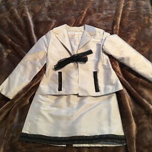 Girls silk shantung two piece skirt suit