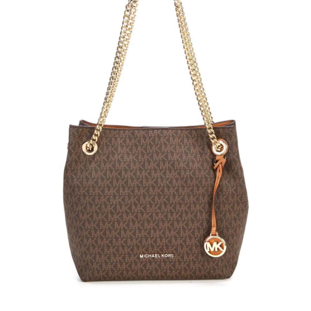 ❤️ MICHAEL KORS Jet Set Chain Tote M Brown Logo