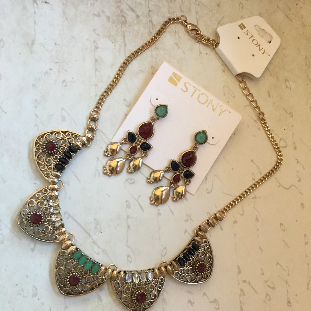 STONY Statement Necklace and Earring Set