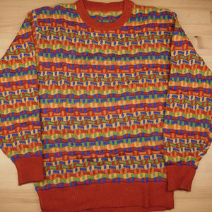 Medium Red Textured "COOGI" Style Long Sweater