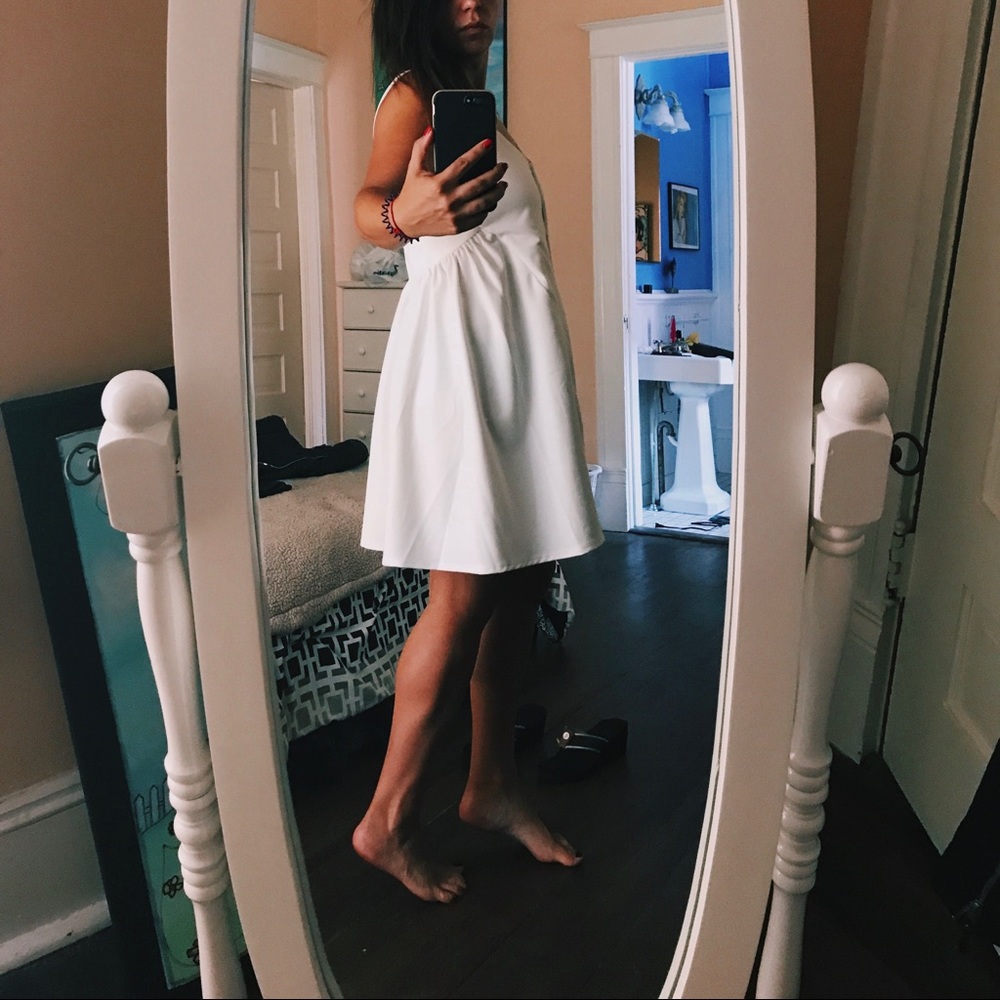 Asos white babydoll dress with button detail. NWOT