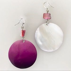 Magenta & White Mother of Pearl Earrings!