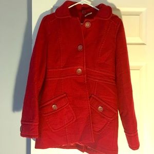 Red peacoat.. perfect for Christmas!!