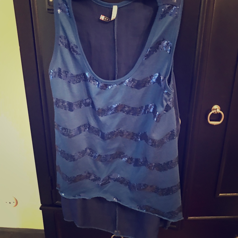 Blue sequin top