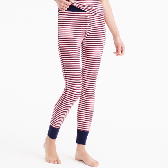 J Crew Waffle Striped Leggings Pjs Xs 