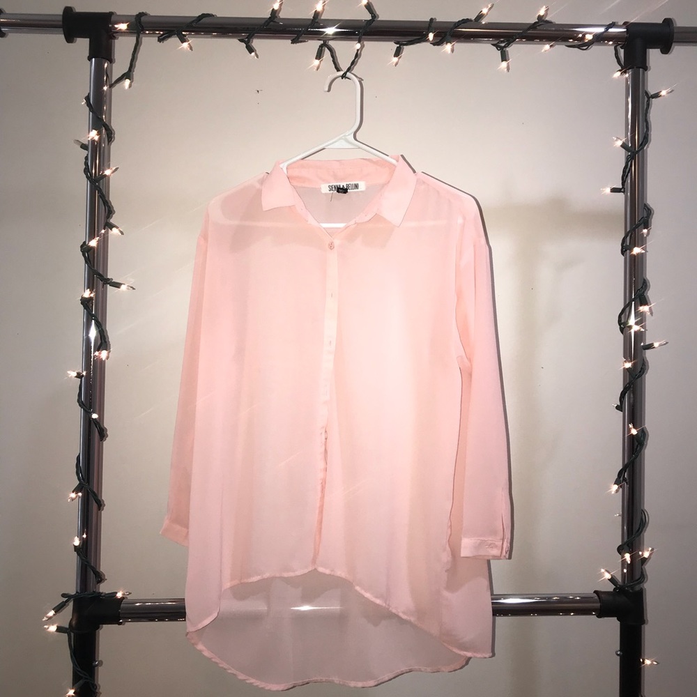Baby pink high-low blouse