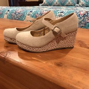 SODA cream canvas wedge Mary Janes