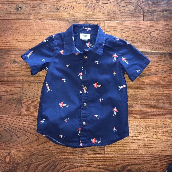 baby boy navy button down shirt