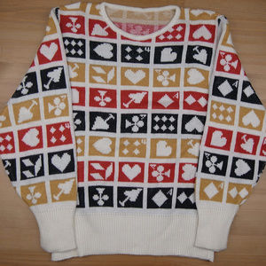 Small Spades Diamonds Hearts Clubs Cards Sweater