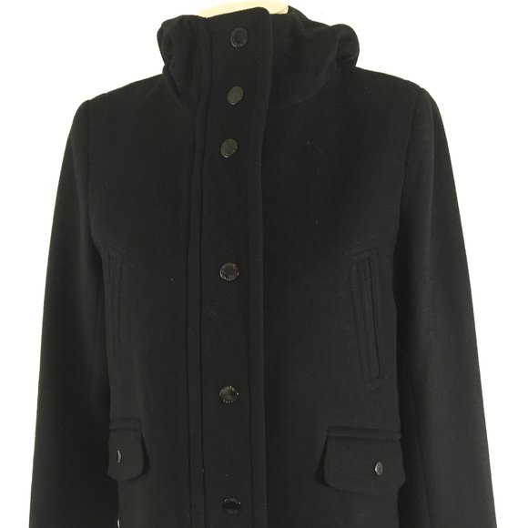 Rare J. Crew Hooded Trapeze 100% Wool Pea Coat - Picture 6 of 8
