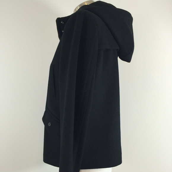 Rare J. Crew Hooded Trapeze 100% Wool Pea Coat - Picture 4 of 8