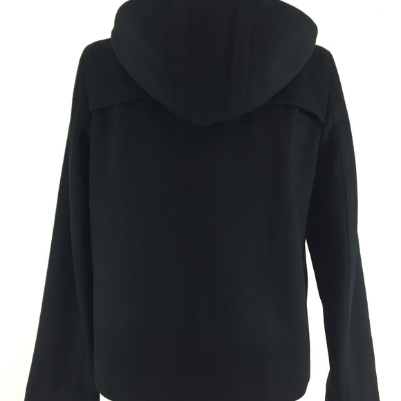 Rare J. Crew Hooded Trapeze 100% Wool Pea Coat - Picture 5 of 8