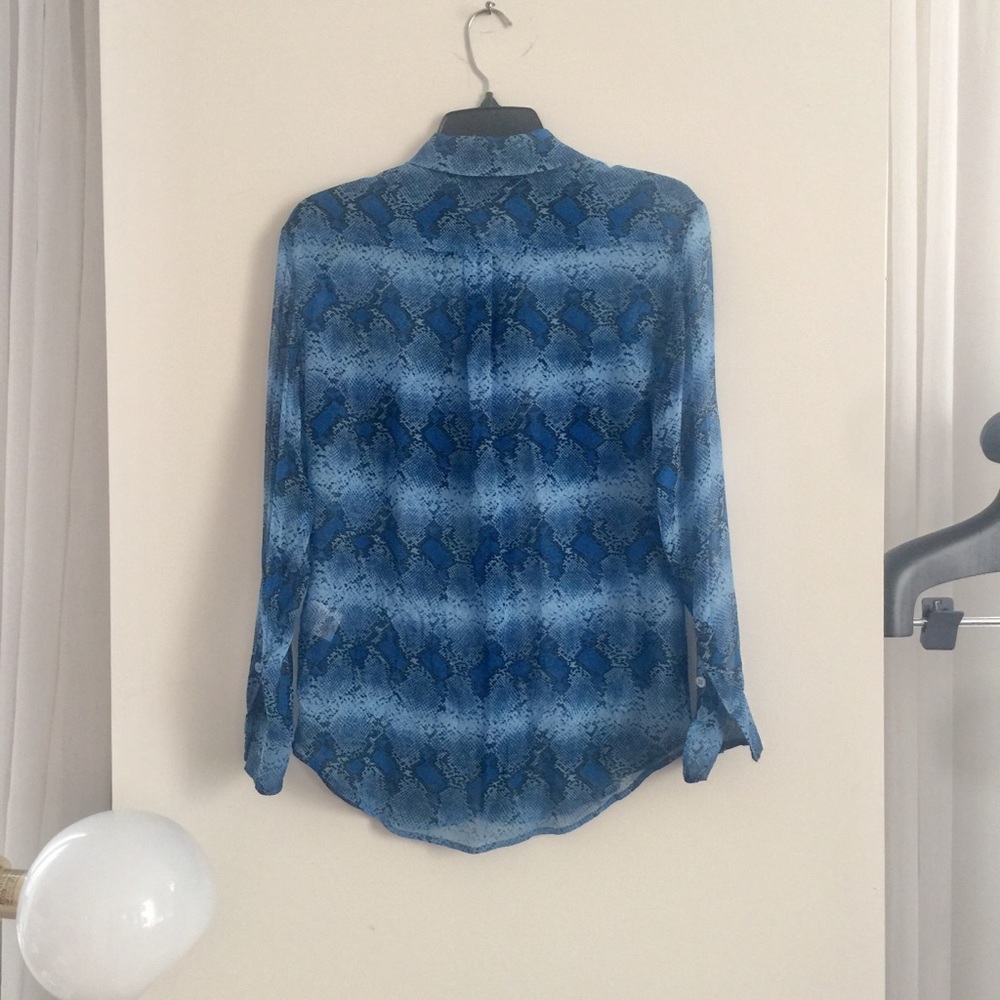Equipment Python Print Silk Blue Blouse Xs - image 3