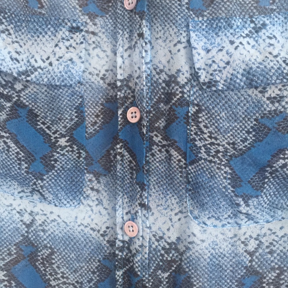 Equipment Python Print Silk Blue Blouse Xs - image 5
