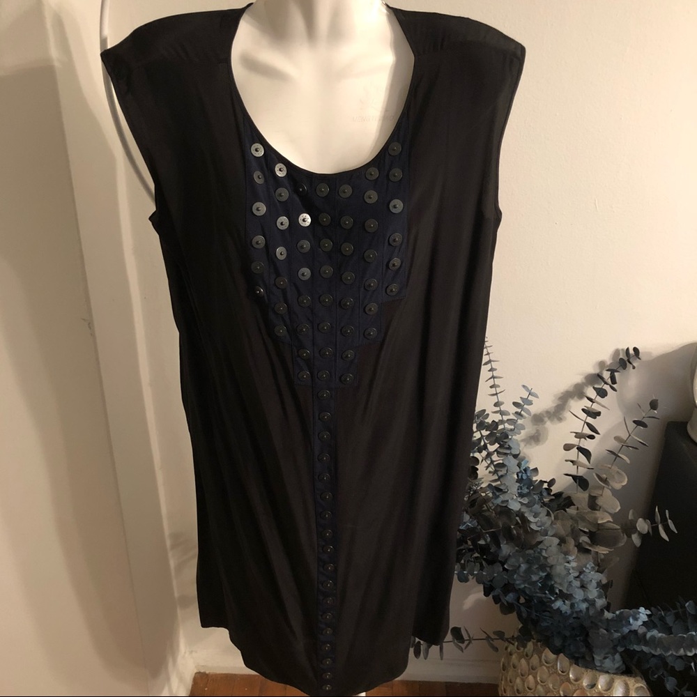 Blue and Black Silk Dress w Hardware detail SZ M