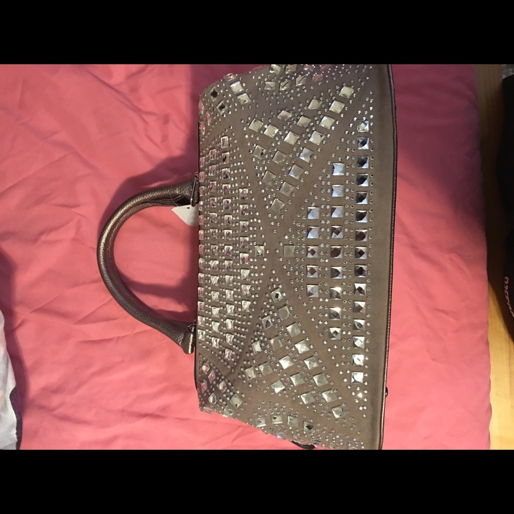 Grey rhinestone purse
