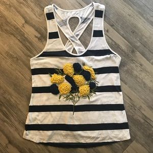 Anthro Top with embroidered flowers Size M
