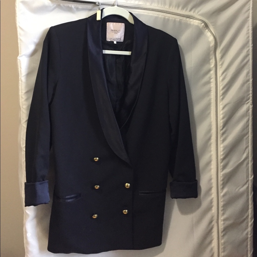 ZARA Double Breasted Navy Blazer