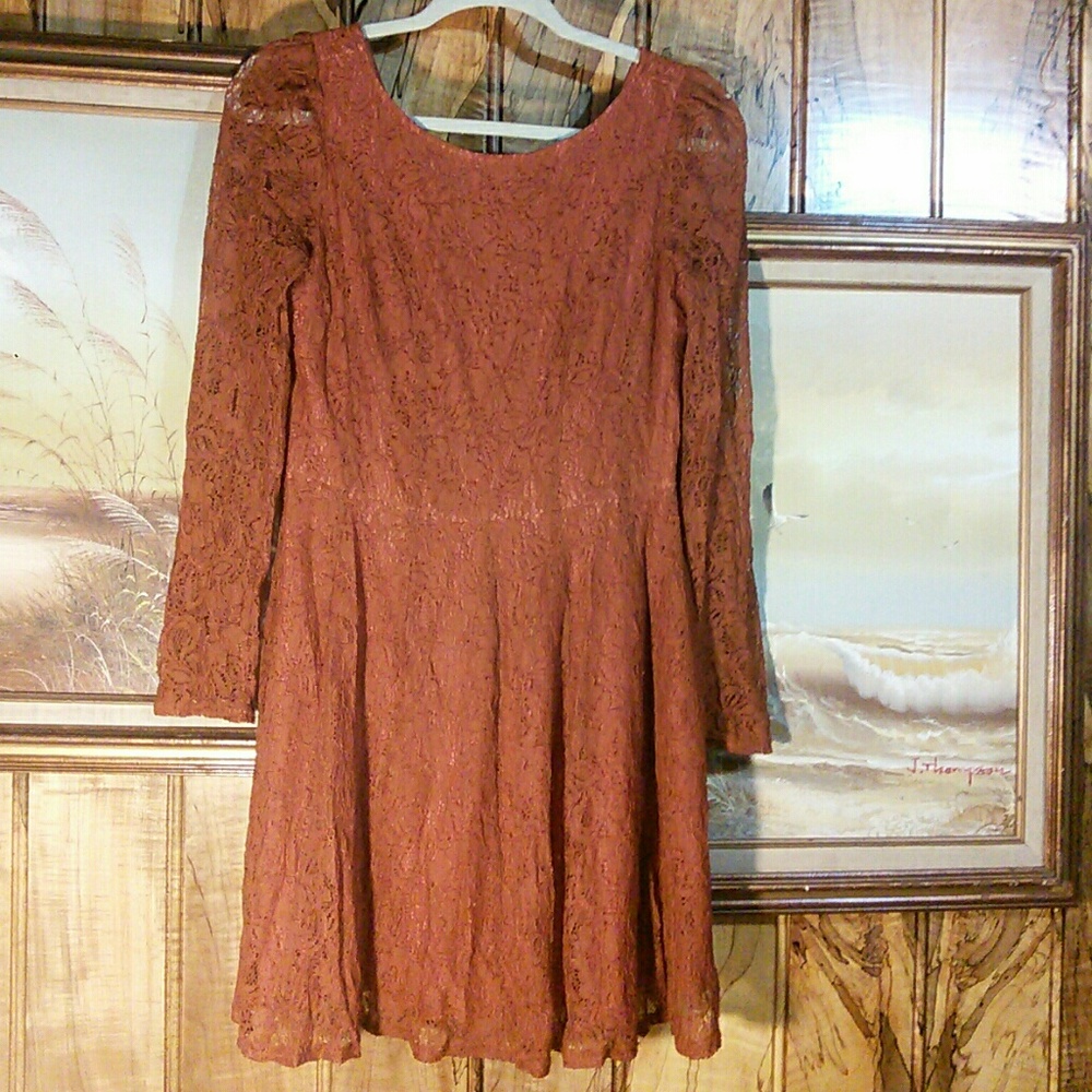 Fall lace sleeve dress